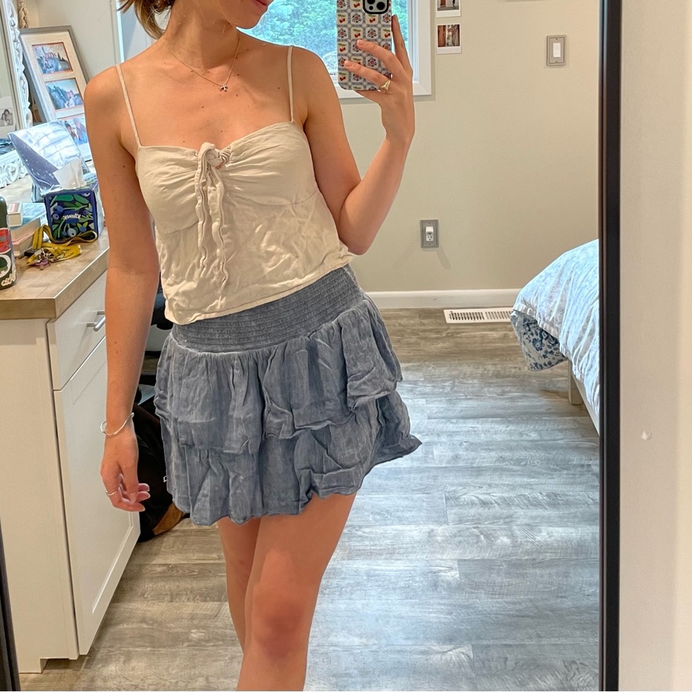 White Crow Blue Ruffle Mini Skirt - Picture 2 of 2